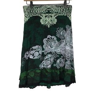 DESIGUAL Skirt A Line Floral Lace Tiered Hem Art to Wear Funky Unique Medium